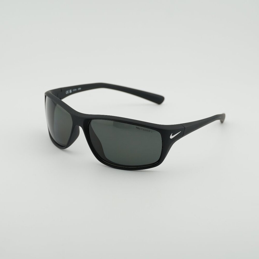 Nike ADRENALINE P FQ4604 095 Sunglasses Black Rectangle Frame, Polarized Lenses
